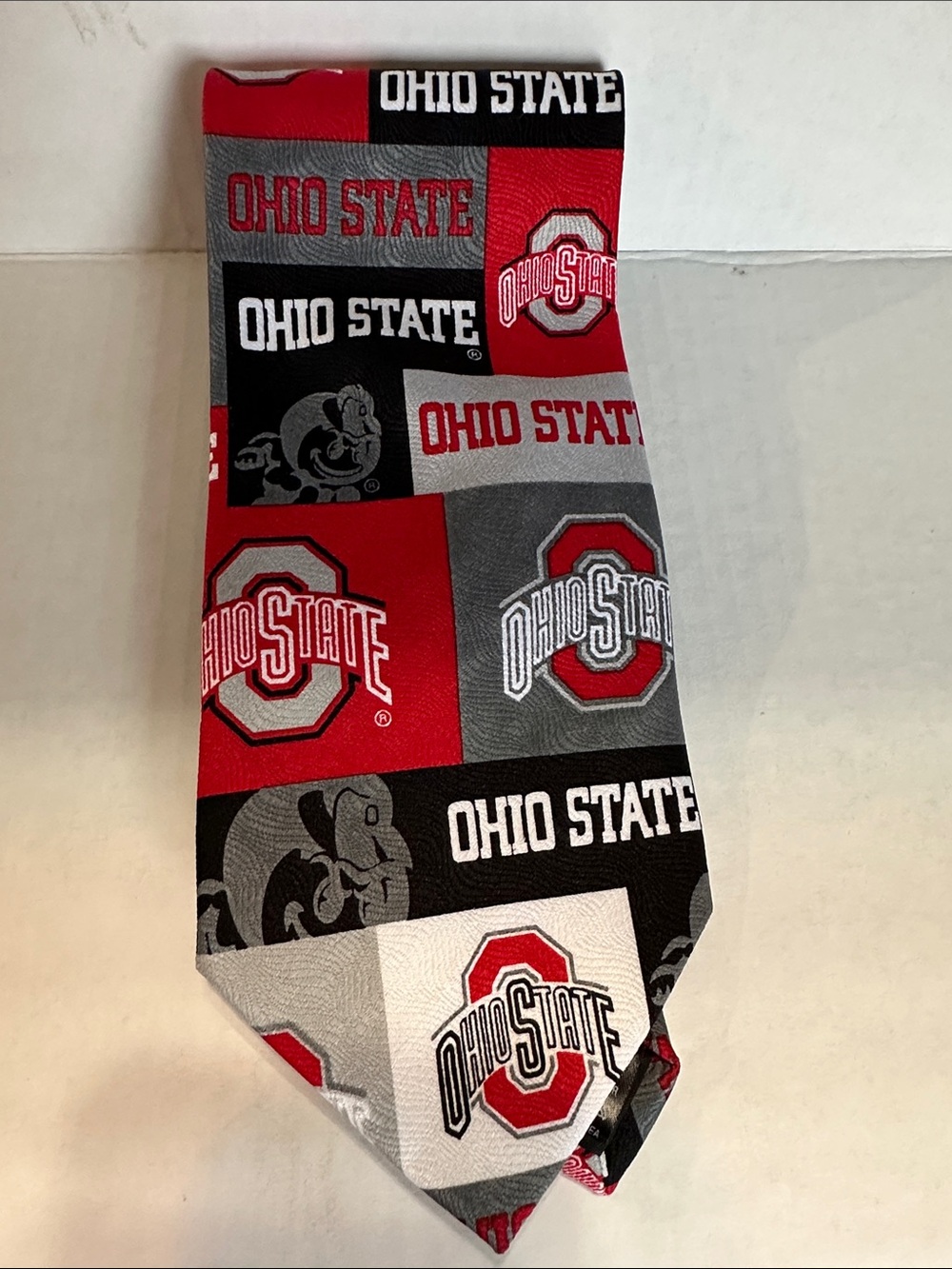 Ralph Marlin Red, Gray and Black Ohio State Patterned Tie